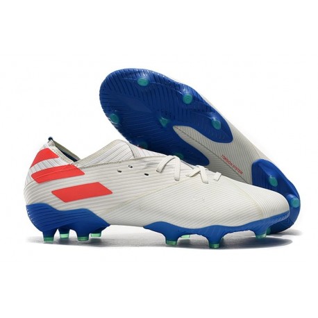 adidas Nemeziz 19.1 FG Soccer Cleats White Blue Red adidas Nemeziz 19.1 FG Soccer Cleats White Blue Red