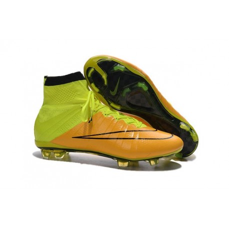 Mens 2015 Nike Mercurial Superfly 4 FG Soccer Boot Leather Yellow Mens 2015 Nike Mercurial Superfly 4 FG Soccer Boot Leather Yellow