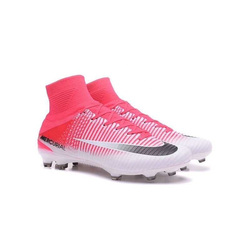 nike pink and white boots