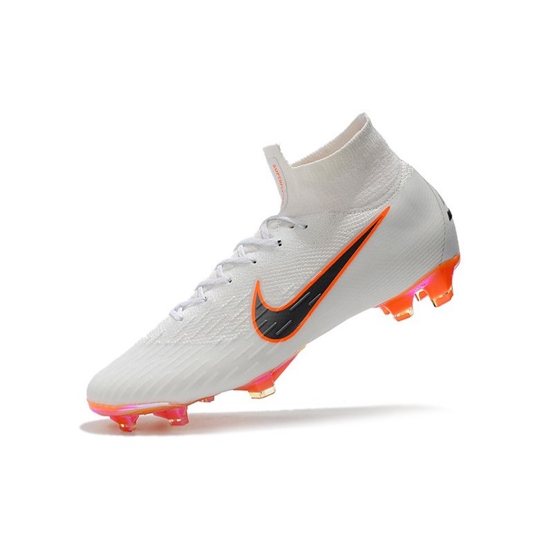 Nike Mercurial Superfly VI 360 Elite FG Soccer Cleats - White Grey Orange