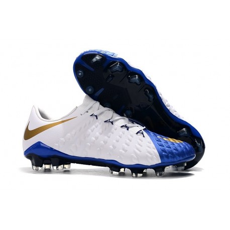 Nike Hypervenom Phantom III FG Men Cleats - Blue White Gold Nike Hypervenom Phantom III FG Men Cleats - Blue White Gold