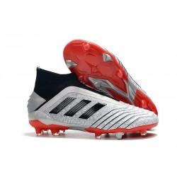 adidas Predator 19+ FG Firm Ground Boots - Silver Black Red