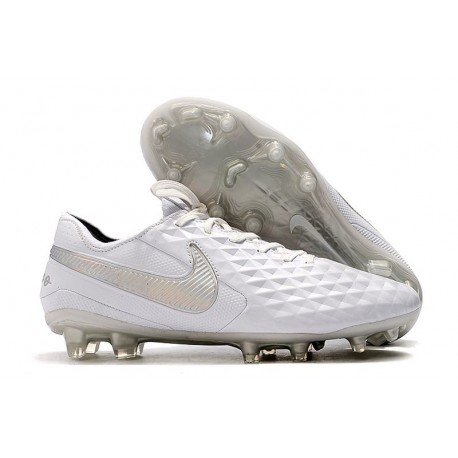 Nike Tiempo Legend VIII Elite FG Cleats White Chrome Silver