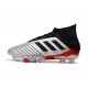 adidas Predator 19.1 FG Soccer Cleat Silver Black Red