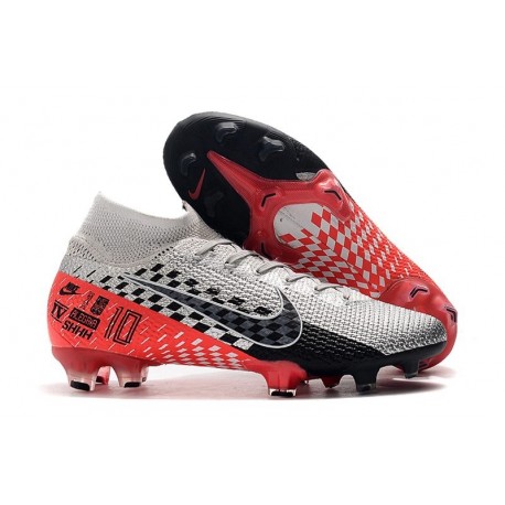 Neymar Nike Mercurial Superfly 7 Elite FG Soccer Cleats Chrome Black Red