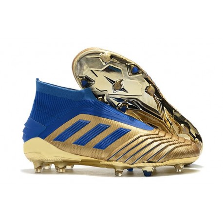 New adidas Predator 19+ FG Soccer Cleat Golden Blue