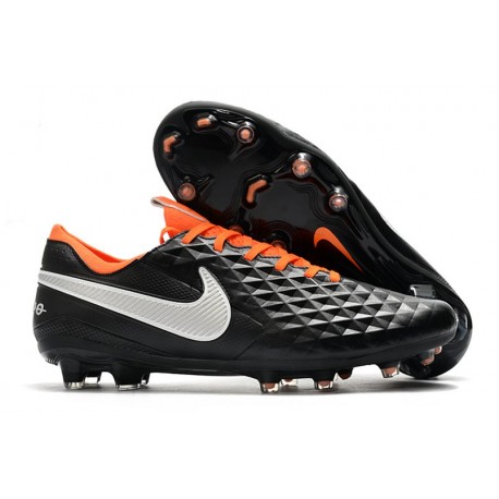 Nike Tiempo Legend VIII Elite FG Cleats Black White Orange