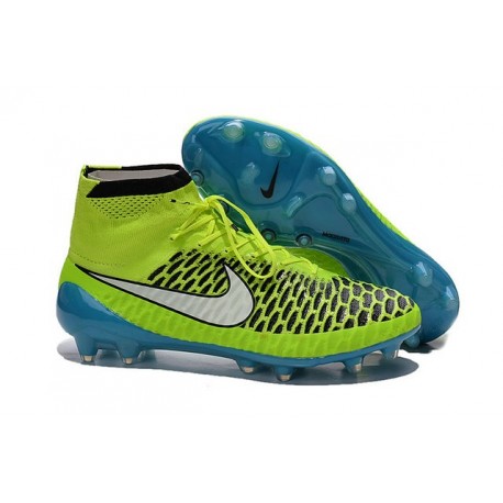 New 2015 Nike Magista Obra FG ACC Men Soccer Cleats Volt Blue Lagoon White