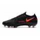 Nike Phantom Elite GT FG Soccer Cleats Black Dark Smoke Grey Chile Red