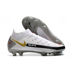 Nike Phantom GT Dynamic Fit Elite FG Cleats White Grey Gold Red