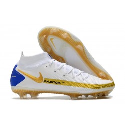 New Mens Nike Phantom GT Elite DF FG White Gold Blue