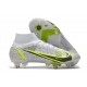 Nike Mercurial Superfly 8 Elite SG-PRO Anti-Clog White Black Metallic Silver Volt