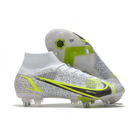 Nike Mercurial Superfly 8 Elite SG-PRO Anti-Clog White Black Metallic Silver Volt