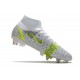 Nike Mercurial Superfly 8 Elite SG-PRO Anti-Clog White Black Metallic Silver Volt