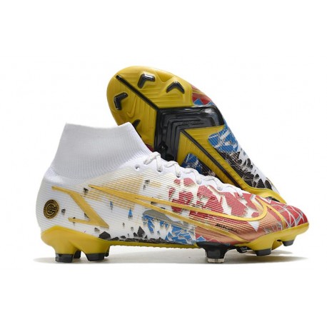 Nike Mercurial Superfly 8 Elite FG Ronaldo White Red Blue Gold