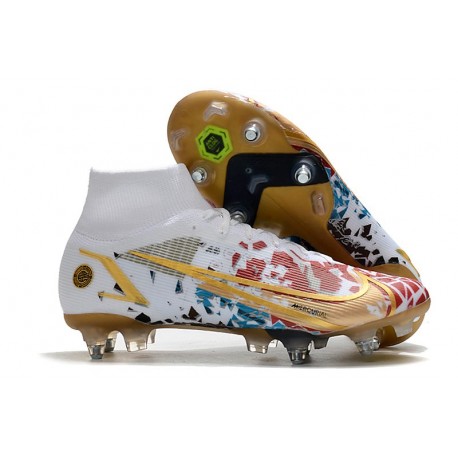 Nike Mercurial Superfly 8 Elite SG-PRO Anti-Clog White Red Gold