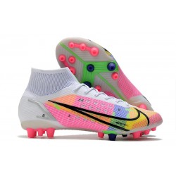 Nike Mercurial Superfly 8 Elite AG Dragonfly - White Metallic Silver Dark Raisin LIMITED EDITION