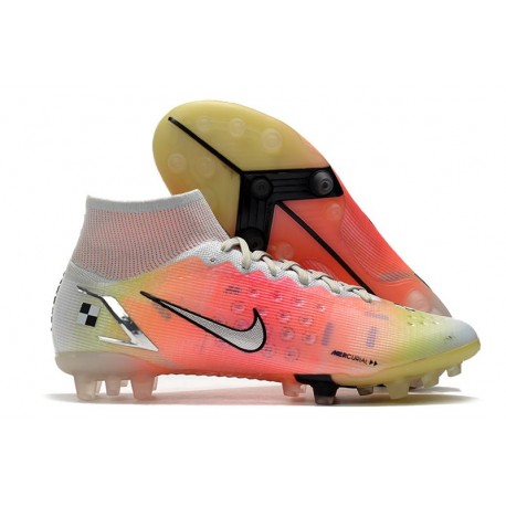 Nike Mercurial Superfly 8 Elite AG Cleats Dream Speed 4 - White Metallic Silver Pure Platinum