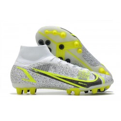 Nike Mercurial Superfly 8 Elite AG Cleats White Black Metallic Silver Volt