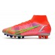 Nike Mercurial Superfly 8 Elite AG Cleats Bright Crimson Metallic Silver