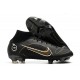 Nike Mercurial Superfly VIII Elite FG Cleats Shadow - Black Metallic Gold Metallic Silver