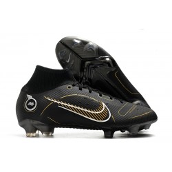 Nike Mercurial Superfly VIII Elite FG Cleats Shadow - Black Metallic Gold Metallic Silver