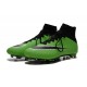 Mens 2015 Nike Mercurial Superfly 4 FG Soccer Boot Green Black