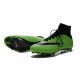 Mens 2015 Nike Mercurial Superfly 4 FG Soccer Boot Green Black