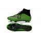 Mens 2015 Nike Mercurial Superfly 4 FG Soccer Boot Green Black