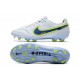 New Nike Tiempo Legend 9 Elite FG Shoes Recharge - White Blue Yellow