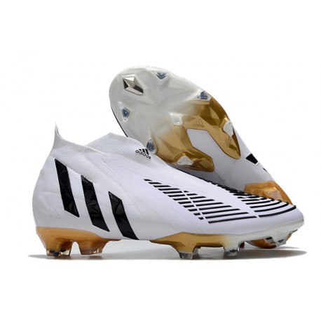 adidas Predator Edge+ FG Soccer Cleats White Black Gold