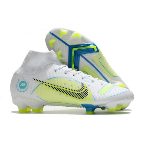 Nike Mercurial Superfly VIII Elite FG Cleats White Blue Yellow