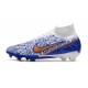 Nike Zoom Mercurial Superfly 9 Elite FG Cleats White Blue Gold