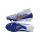 Nike Zoom Mercurial Superfly 9 Elite FG Cleats White Blue Gold