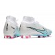 Nike Zoom Mercurial Superfly 9 Elite FG Cleats White Blue