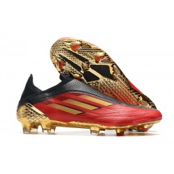 New adidas X Speedflow+ FG Vivid Red Gold Metallic Core Black