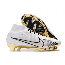 Nike Zoom Mercurial Superfly 9 Elite FG Cleats White Gold Black