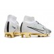 Nike Zoom Mercurial Superfly 9 Elite FG Cleats White Gold Black