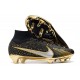 Nike Zoom Mercurial Superfly 9 Elite FG Cleats Black Gold Silver