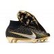 Nike Zoom Mercurial Superfly 9 Elite FG Cleats Black Gold Silver