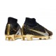 Nike Zoom Mercurial Superfly 9 Elite FG Cleats Black Gold Silver