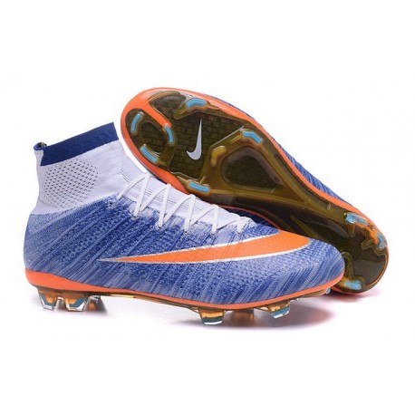 Top New Nike Mercurial Superfly Iv FG Football Cleats Speed Blue Orange