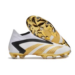 adidas Predator Accuracy+ FG Soccer Cleats White Gold Black