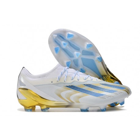 New adidas X Crazyfast Messi.1 FG Cleats White Blue Gold