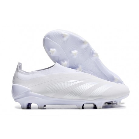 adidas Predator Elite Laceless FG Cleats White Silver