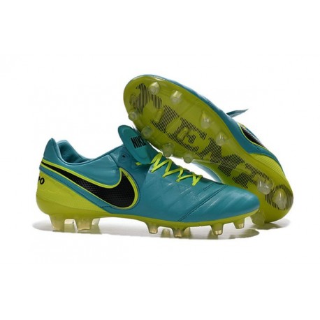 New 2016 Nike Tiempo Legend 6 FG Kangaroo Leather Boots Blue Volt Black