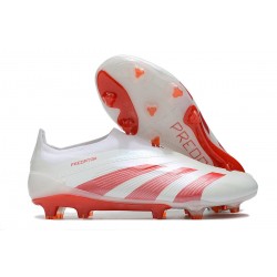 adidas Predator Elite Laceless FG Cleats White Red