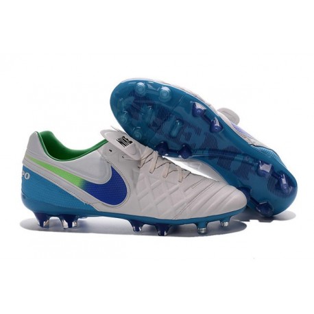 New 2016 Nike Tiempo Legend 6 FG Kangaroo Leather Boots White Blue Green