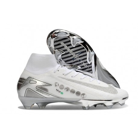 New Nike Zoom Mercurial Superfly 10 Elite FG White Silver