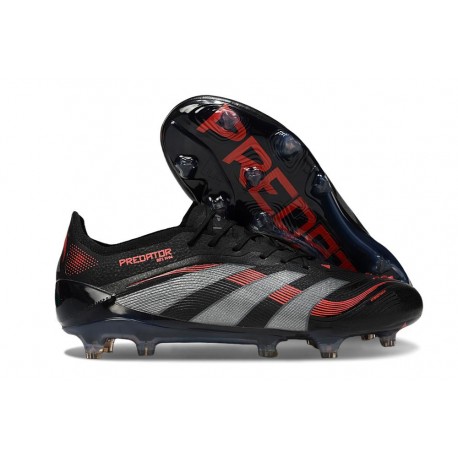adidas Predator Elite FG Soccer Boots Black Grey Four Lucid Red